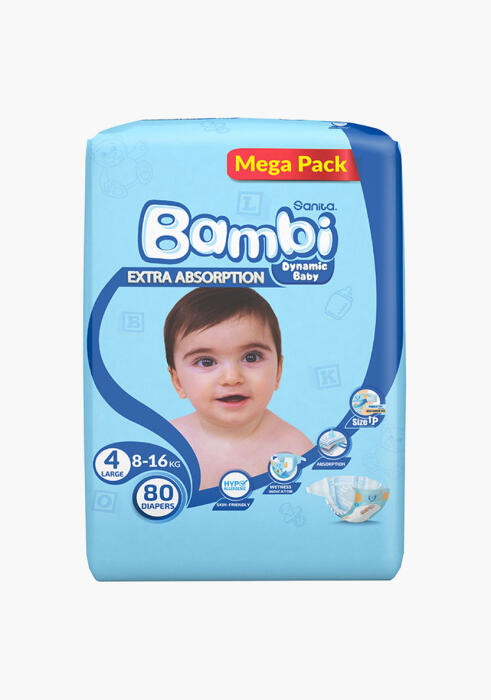 Bambi Size 4 Large Diapers, 80 Diapers image 0