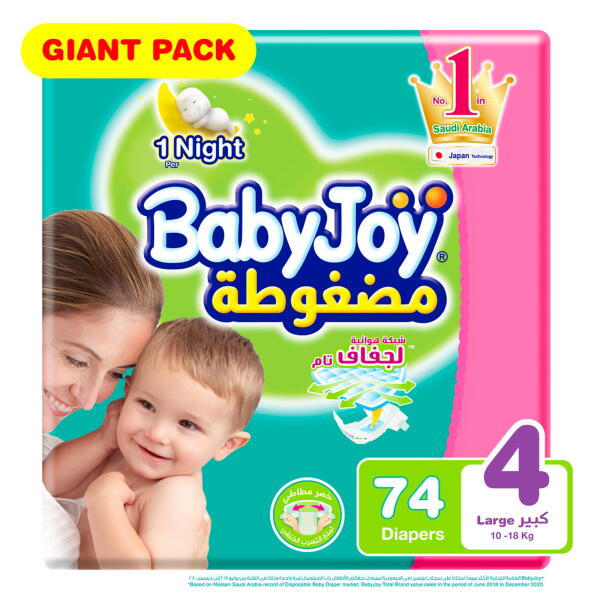 Baby Joy Size 4 Large Diapers, 74 Count image 0