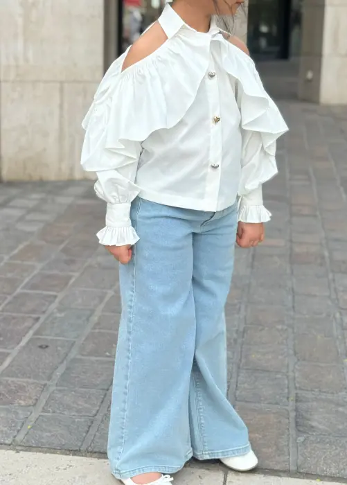 White Ruffles& Heart Shirt image 1