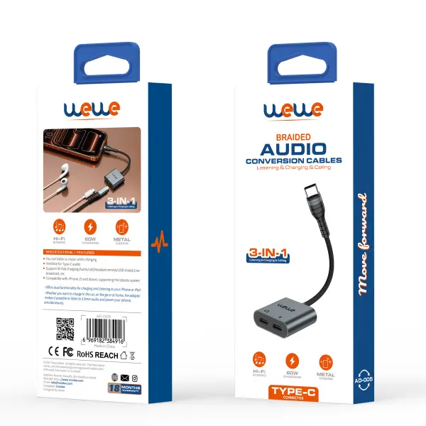 3-in-1 Cable + Adapter (Type-C) AD-005 image 0