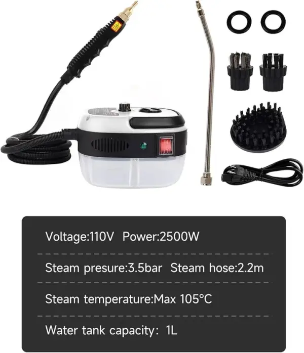Handheld Steam Cleaner, High Temperature and Pressure 2500W, (White) image 1