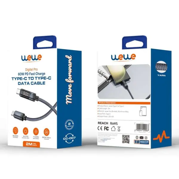 USB-C to USB-C Cable, 60W, 2m (CC-007) image 2