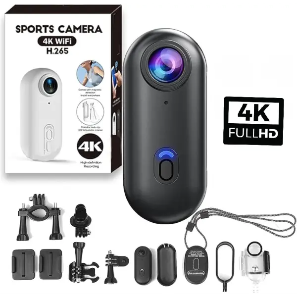 Wearable Necklace 4K Thumb Action Camera with Spring Clip image 0