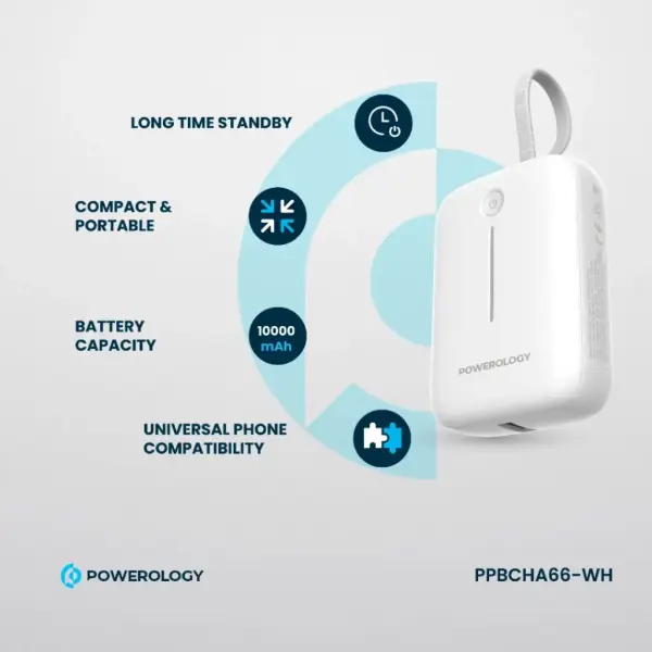 Powerology 10000mAh Power ابيض   image 1
