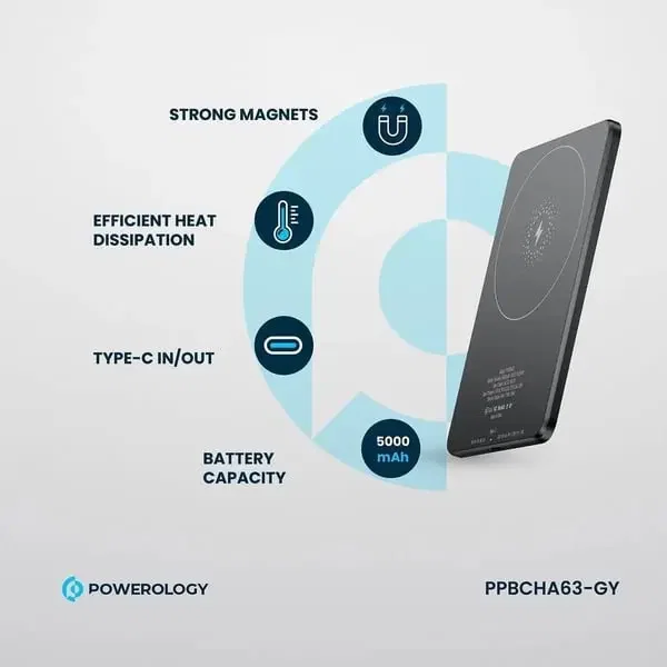 Powerology Ultra-Thin 5000mAh mAgsafe Power Bank image 2