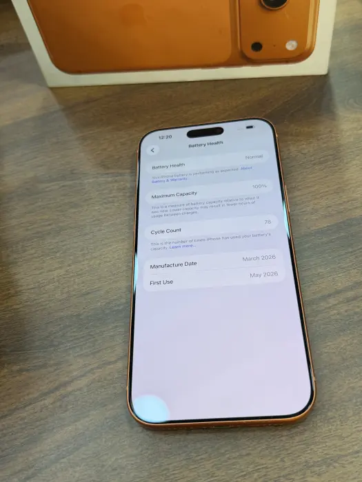17 برو ماكس برتقالي 256 GB مستخدم 100% دورات 78 امريكي  image 3