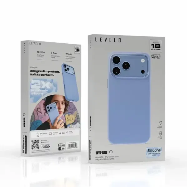 كفر ازرق 18/17 برو ماكس مدمج ماك سيف LEVELO IRIS Silicone image 8