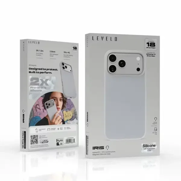 كفر ابيض 18/17 برو ماكس مدمج ماك سيف LEVELO IRIS Silicone image 8