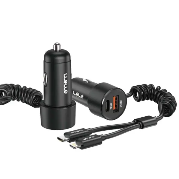 شاحن هاتف للسيارة بمنفذ PD مع كابل TYPE-C و Lightning image 0