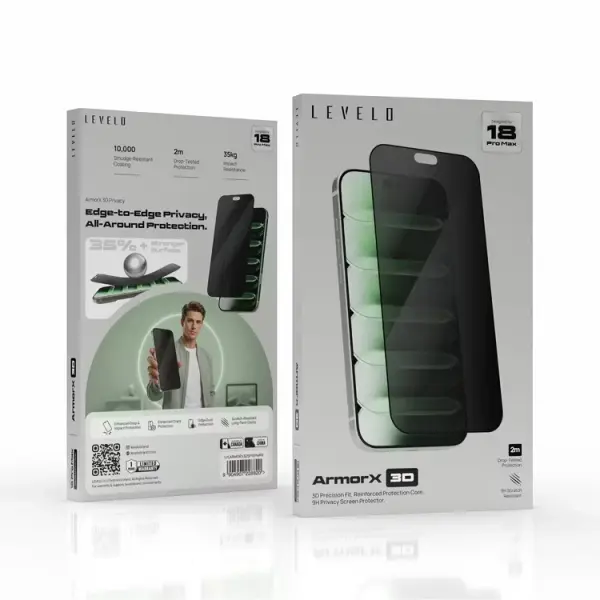 حماية شاشة 18 برو ماكس  برايفسي 3D  LEVELO image 2