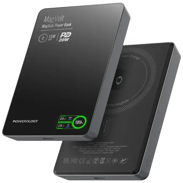 Powerology MagVolt 10000mAh Magnetic Power Bank – Black image 0