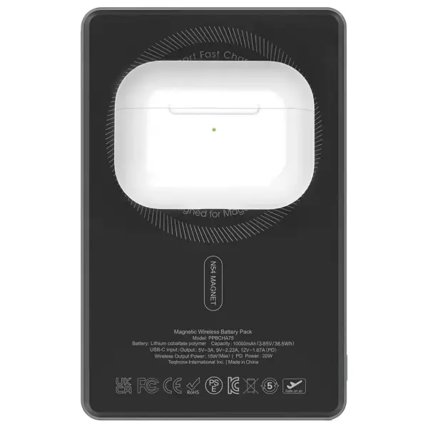 Powerology MagVolt 10000mAh Magnetic Power Bank – Black image 1