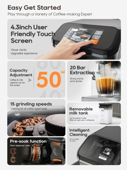 HiBREW Fully Automatic Espresso Machine Cappuccino With Grinder H16 image 5