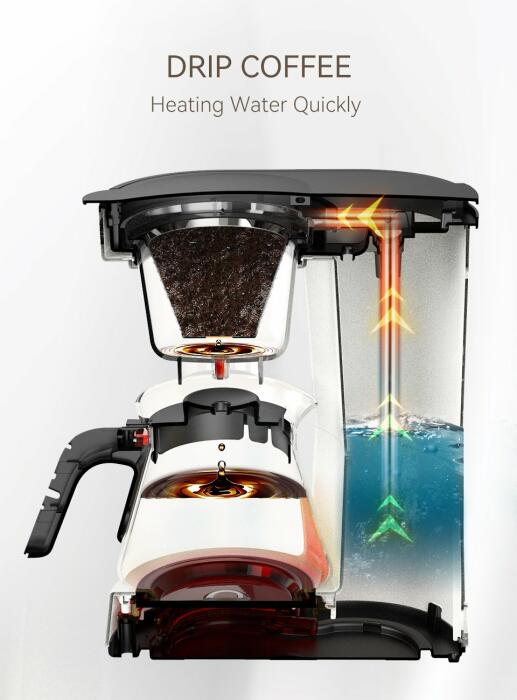 HiBREW 3 in 1 America Drip Coffee Machine H12 - Black image 2