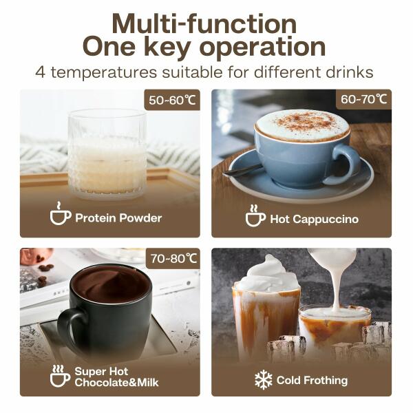 HiBREW 4 in 1 Milk Frother Frothing Foamer Fully automatic Milk Warmer Cold/Hot Latte Cappuccino Chocolate Protein powder M3A image 5