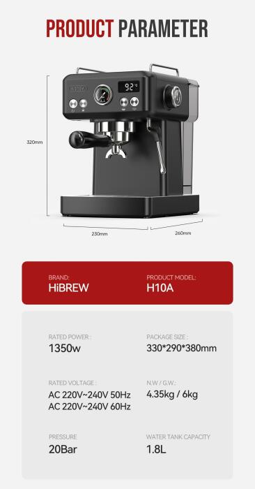 HiBREW Semi Automatic Espresso  H10A - Black image 13