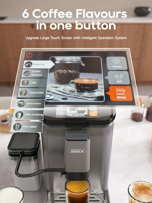 HiBREW Fully Automatic Espresso Machine Cappuccino With Grinder H16 image 1