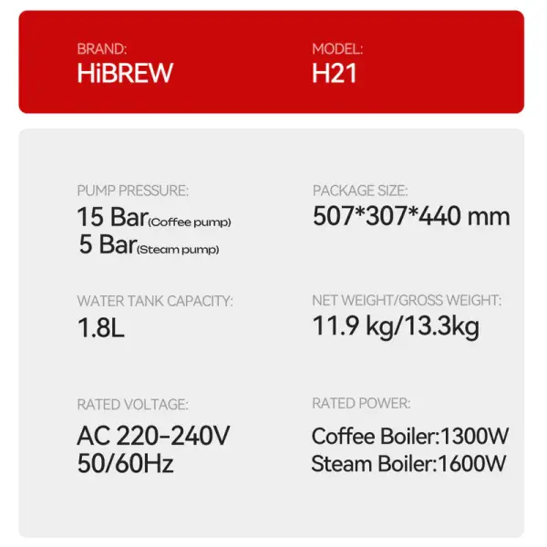 HiBREW H21 Espresso Machine – Professional Coffee Experience at Home - Silver image 11