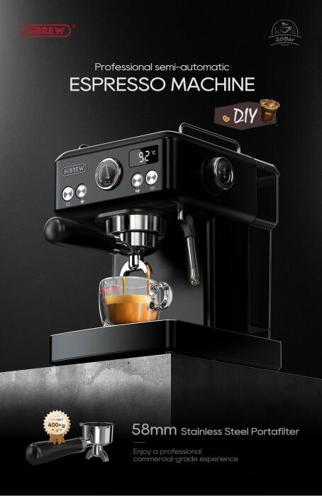 HiBREW Semi Automatic Espresso  H10A - Black image 1
