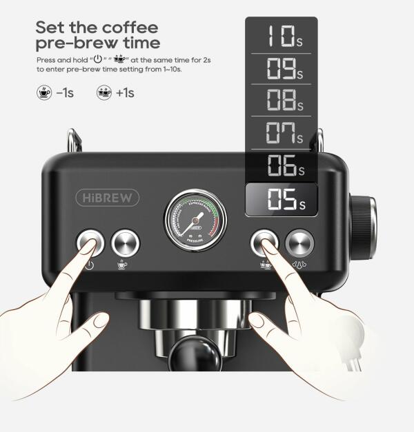 HiBREW Semi Automatic Espresso  H10A - Black image 11