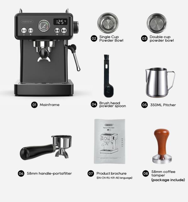 HiBREW Semi Automatic Espresso  H10A - Black image 12