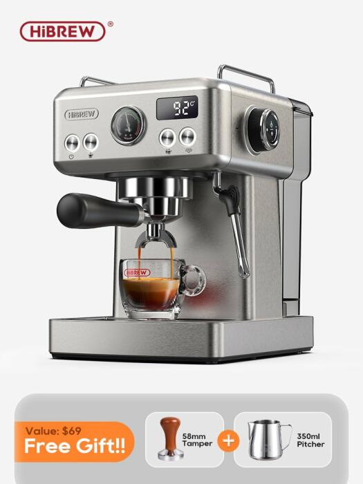 HiBREW Semi Automatic Espresso  H10A - Silver image 1