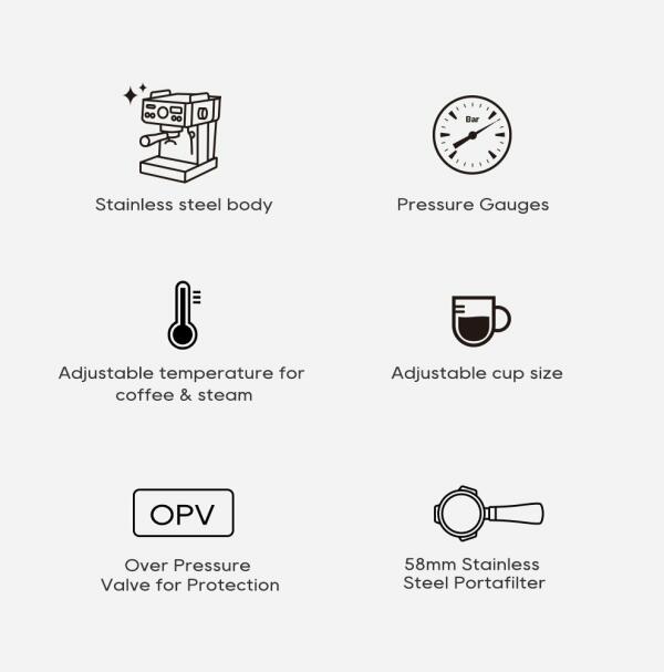 HiBREW Semi Automatic Espresso  H10A - Black image 2