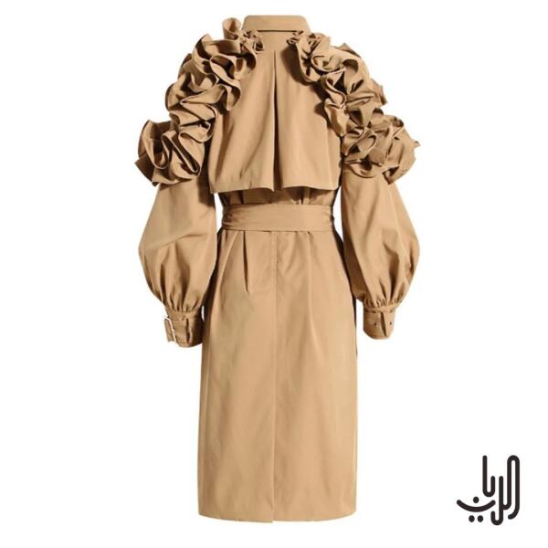 معطف طويل باللون الأسود والكاكي  image 1