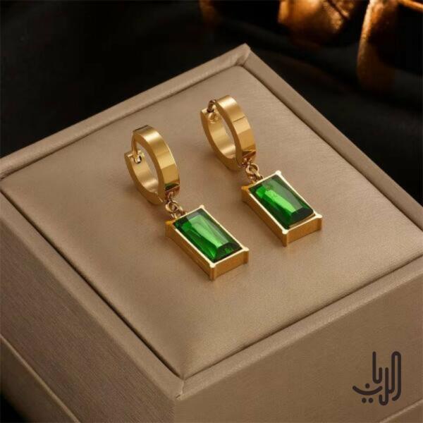 مجموعه اكسسورات مرصعة بالزركون الأخضر  image 3