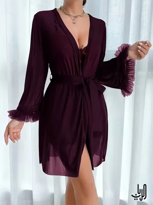 طقم ملابس نوم نسائية من قطعتين بتصميم أنيق وجذاب ومريح image 1