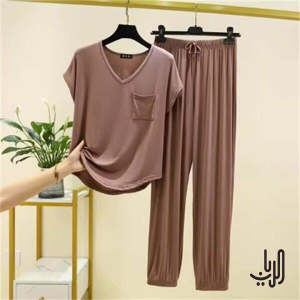 طقم بيجامات نسائي بدون أكمام image 2