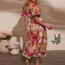 فستان انيق بتصميم الورود المزهره  image 1