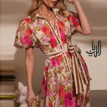 فستان انيق بتصميم الورود المزهره  image 2