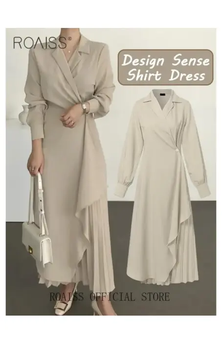 فستان رسمي انيق غير متناظر التصميم v- neck image 0