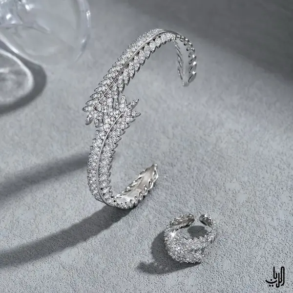 طقم خاتم وسوار نسائي من قطعتين image 2