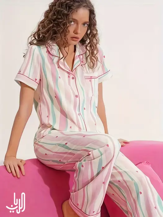 بيجامة ألوان الربيع المخططة image 3