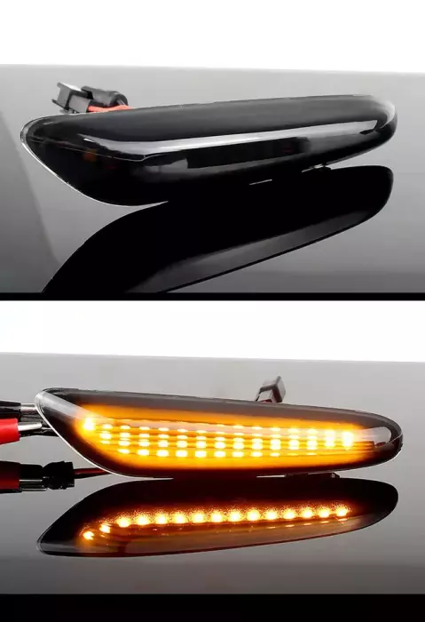 ضوء إشارة انعطاف LED للرفارف الأمامية الجانبية برتقالي اللون لسيارات BMW E60 E82 E90 E92 E46، image 1