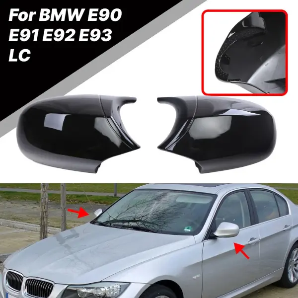 أغطية مرايا بديلة سوداء لامعة من طراز M3 لسيارة BMW E90 E91 E92 E93 LCI image 0