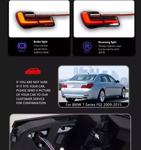 LED Tail Light Lamp Assembly For 2009-2015 BMW 7 series F01 F02 Upgrade image 1