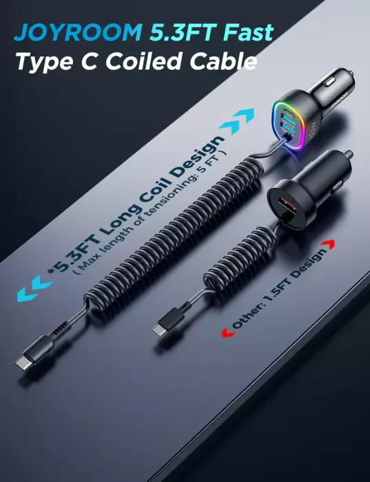 JR-CL19 4-in-1 60W Wired Car Charger(Type-C) image 4