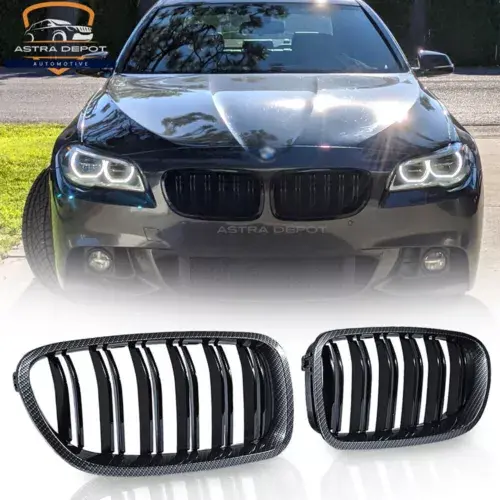 شبكة أمامية مزدوجة الشرائح لسيارة BMW F10  باللون الأسود image 2
