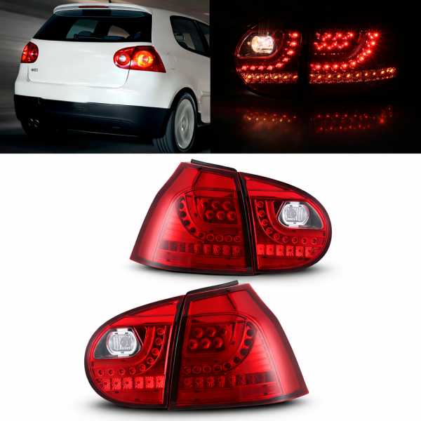 طقم فوانيس خلفية ليد لون احمر لسيارة فولكس فاجن جولف Mk5 (موديل 2004–2009) image 0