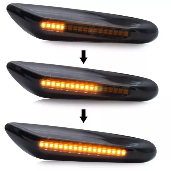 ضوء إشارة انعطاف LED للرفارف الأمامية الجانبية برتقالي اللون لسيارات BMW E60 E82 E90 E92 E46، image 0