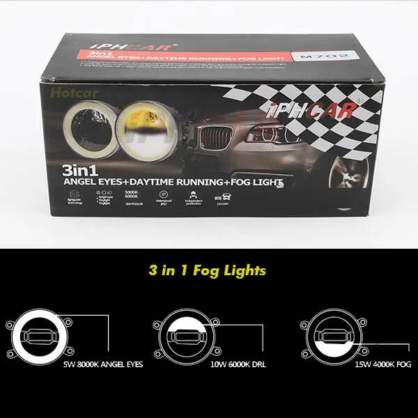مصابيح ضباب iPHCAR M702 LED أصلية مع أضواء نهارية ومؤشرات. مناسبة لجميع السيارات ذات مصابيح الضباب الدائرية مقاس 3 بوصات. image 3