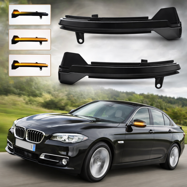 إشارة مراية جانبية LED متحركة (سيكوانشل) لسيارات BMW الفئة 5 و6 و7 LCI فقط – F10 / F11 / F06 / F12 / F13 / F01 / F02 image 0