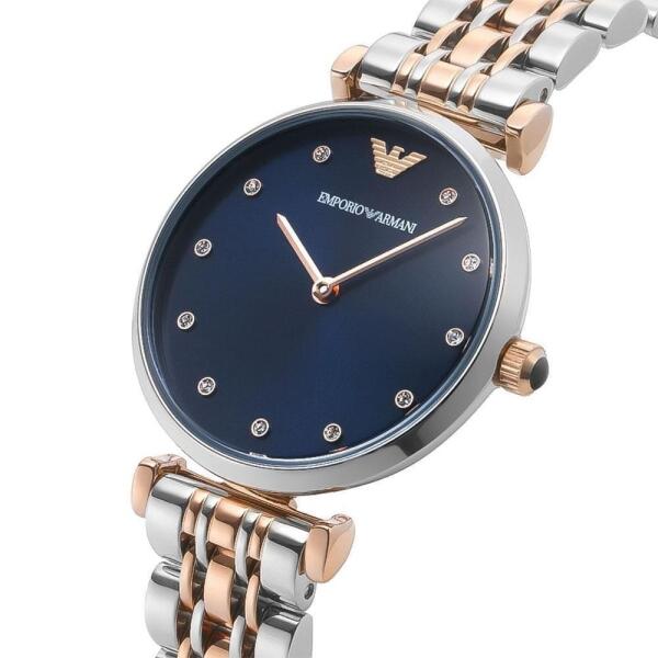 ARMANI TWO TONE SILVER X ROSE GOLD - NAVY DIAL AR11092 image 1