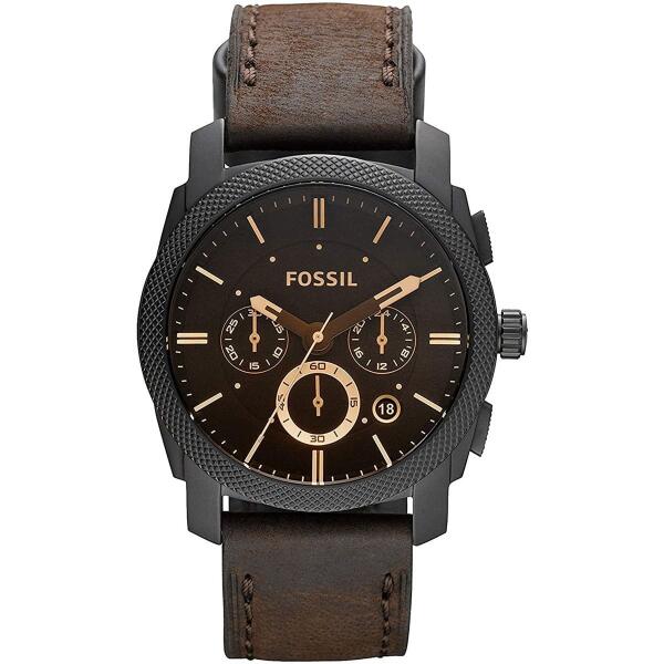 FOSSIL LEATHER BROWN FRAME BLACK - BROWN DIAL image 0