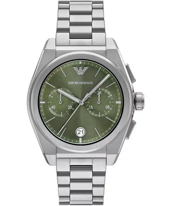 EMPORIO ARMANI METAL SILVER - GREEN DIAL image 0