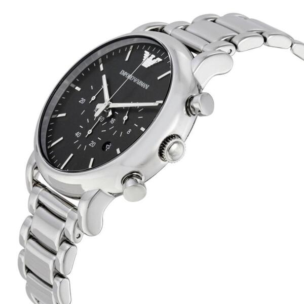 ARMANI SILVER METAL  - BLACK DIAL - CRONOGRAPH  image 2