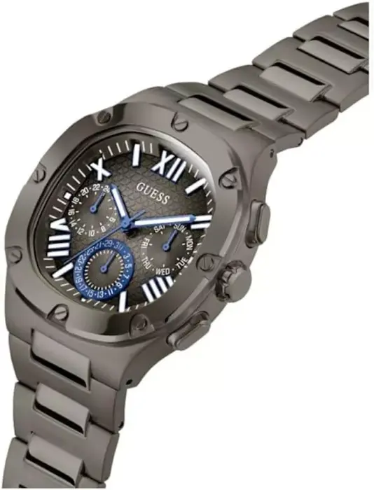 GUESS METAL BLACK - BLACK DIAL - BLUE ACCENT image 1